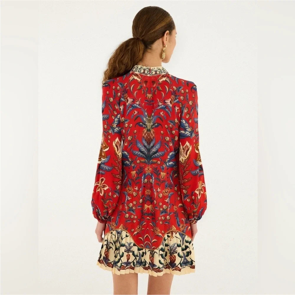Farm Rio: Red Winter Breeze Lenzing Viscose Mini Dress - Picture 2 of 13